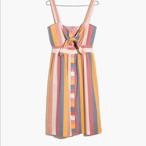 Madewell Tie-Front Cutout Dress in Sherbet Stripe